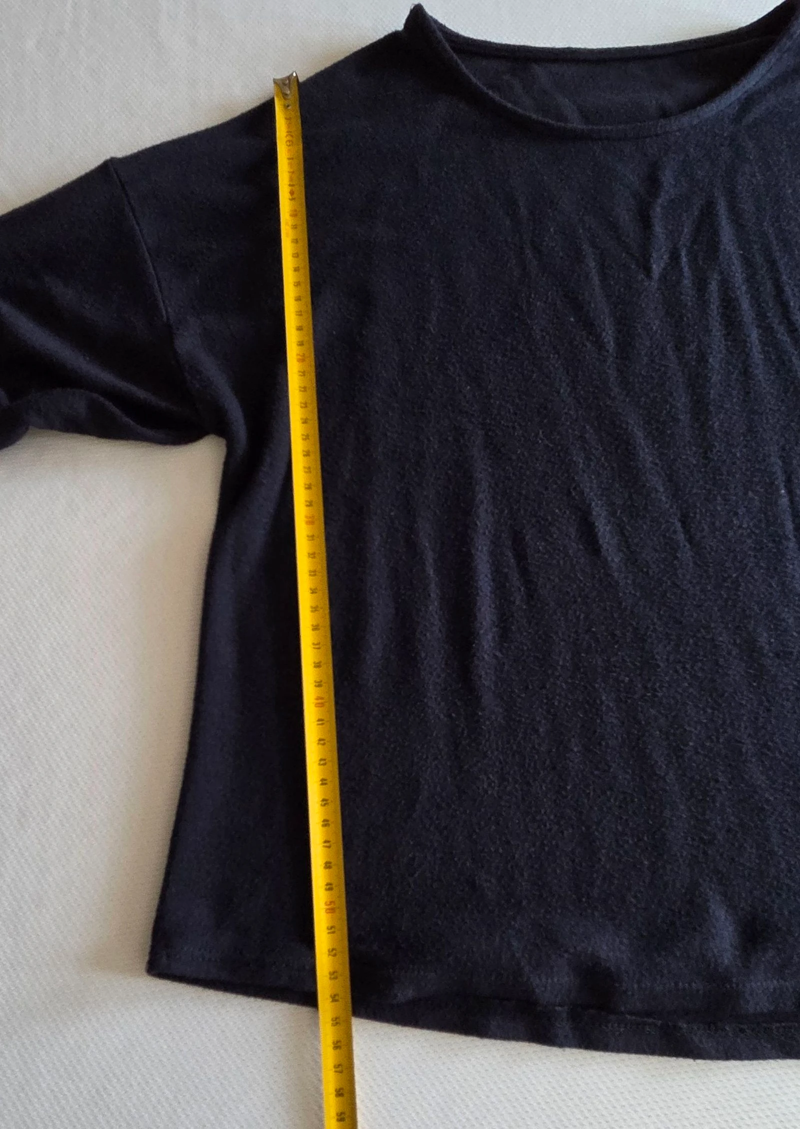 Light dark navy blue long-sleeved sweater with roll-up sleeves, gold buttons, Size XL 42/44 Made in Italy – photo 9